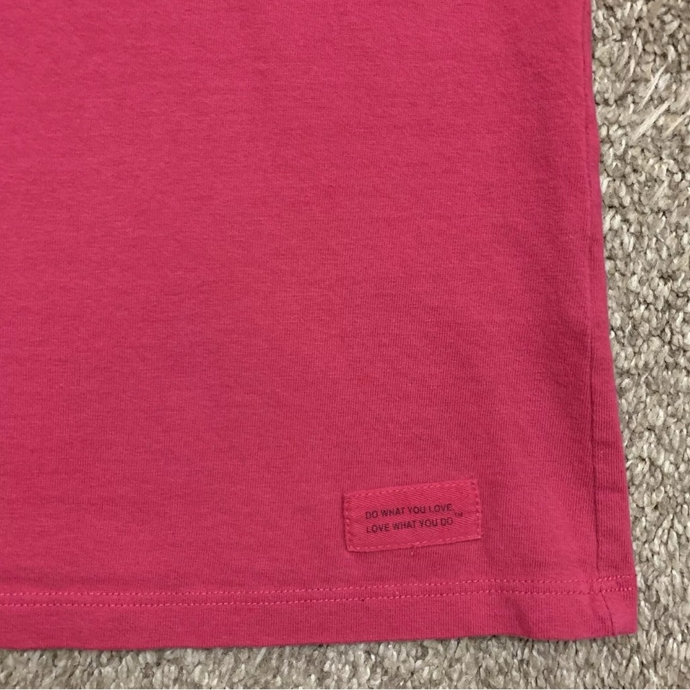 Life is good Shirt Womens Large Pink Casual Cotton Wine Glass Half Full Tee - Picture 4 of 9